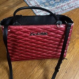 Lux de Ville Red and Black Quilted Shoulder Bag